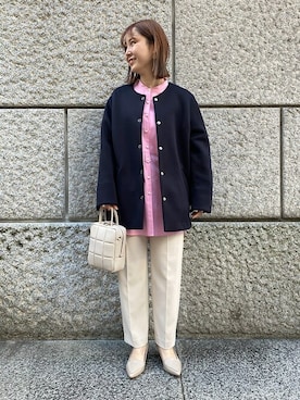 「アイテム（その他アウター、ブルー系）」を使った、矢島さん（レディース・153cm）の春コーディネート