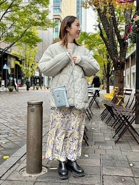「WILD THINGS（ワイルドシングス）のアイテム（その他アウター）」を使った、矢島さん（レディース・153cm）の冬コーディネート