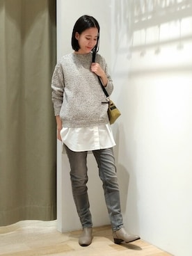 「human woman（ヒューマンウーマン）の◆オリジナルショートブーツ（ブーツ）」を使った、harukaさん（レディース・156cm）の冬コーディネート