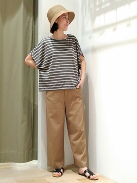 「アイテム（タンクトップ、グレー系）」を使った、harukaさん（レディース・156cm）の夏コーディネート