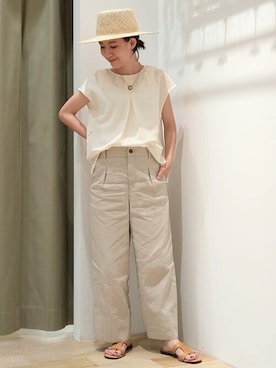 「アイテム（アクセサリー、グリーン系）」を使った、harukaさん（レディース・156cm）の夏コーディネート