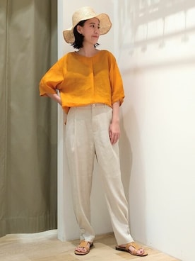 「アイテム（タンクトップ、グレー系）」を使った、harukaさん（レディース・156cm）の夏コーディネート