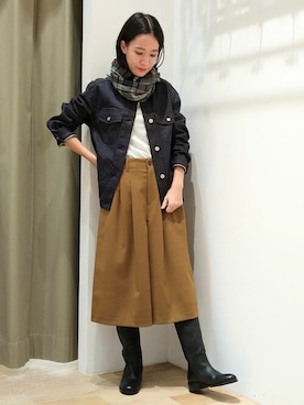 「キュロット」｜「アイテム（デニムジャケット）」を使った、harukaさん（レディース・156cm）の秋コーディネート