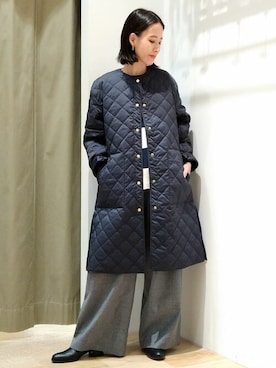 「アイテム（ノーカラーコート）」を使った、harukaさん（レディース・156cm）の秋コーディネート