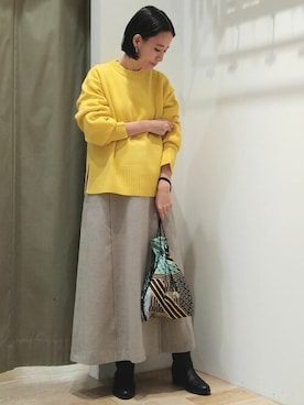 「イエロー」｜「アイテム（ブーツ）」を使った、harukaさん（レディース・156cm）の秋コーディネート