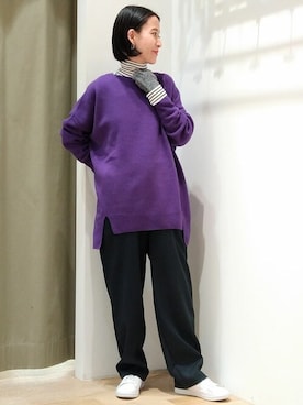 「アイテム（手袋、グレー系）」を使った、harukaさん（レディース・156cm）の冬コーディネート