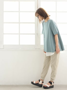 「n'OrLABEL（ノアールレーベル）の『フレキシンボーイフレンドパンツ』（その他パンツ）」を使った、osharewalker staffさん（レディース・164cm）の春コーディネート