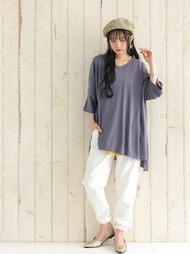 「n'OrLABEL（ノアールレーベル）の『フレキシンボーイフレンドパンツ』（その他パンツ）」を使った、osharewalker staffさん（レディース・162cm）の夏コーディネート