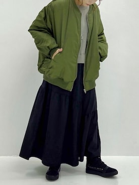 「デイリーカジュアル」｜「アイテム（MA-1）」を使った、osharewalker staffさん（レディース・156cm）の冬コーディネート
