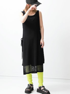 「アイテム（レギンス/スパッツ、グリーン系）」を使った、osharewalker staffさん（レディース・155cm）の春コーディネート