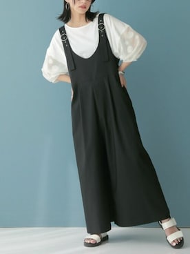 「オシャレウォーカー」｜「アイテム（サロペット/オーバーオール）」を使った、osharewalker staffさん（レディース・161cm）の夏コーディネート