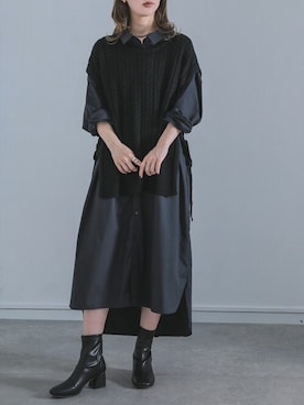 「オシャレウォーカー」｜「アイテム（シャツワンピース）」を使った、osharewalker staffさん（レディース・155cm）の秋コーディネート