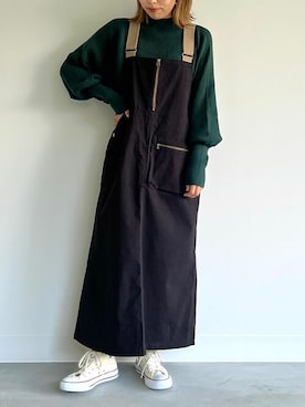 「osharewalker」｜「アイテム（ジャンパースカート）」を使った、osharewalker staffさん（レディース・154cm）の秋コーディネート