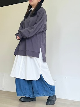 「オシャレウォーカー」｜「アイテム（シャツワンピース）」を使った、osharewalker staffさん（レディース・155cm）の秋コーディネート