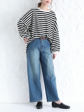 「osharewalker」｜「アイテム（スウェット）」を使った、osharewalker staffさん（レディース・164cm）の秋コーディネート
