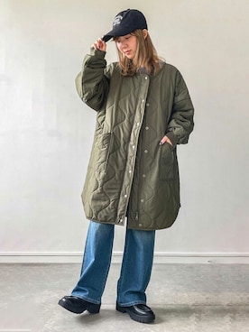 「デイリーカジュアル」｜「アイテム（ノーカラーコート）」を使った、osharewalker staffさん（レディース・155cm）の秋コーディネート