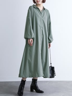 「オシャレウォーカー」｜「アイテム（シャツワンピース）」を使った、osharewalker staffさん（レディース・164cm）の春コーディネート
