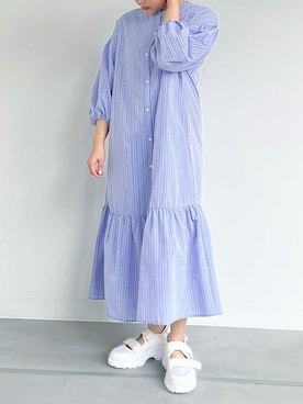 「オシャレウォーカー」｜「アイテム（シャツワンピース）」を使った、osharewalker staffさん（レディース・156cm）の春コーディネート