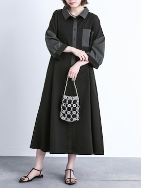 「オシャレウォーカー」｜「アイテム（シャツワンピース）」を使った、osharewalker staffさん（レディース・164cm）の春コーディネート
