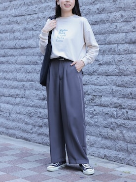 「osharewalker」｜「アイテム（スウェット）」を使った、osharewalker staffさん（レディース・162cm）の秋コーディネート