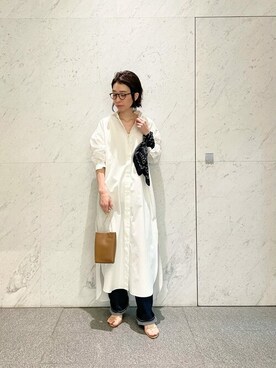 「Whim Gazette（ウィムガゼット）のアイテム（シャツワンピース）」を使った、WhimGazette_officialさん（レディース・162cm）の冬コーディネート