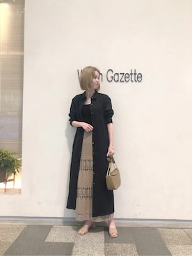「Whim Gazette（ウィムガゼット）のアイテム（シャツワンピース）」を使った、WhimGazette_officialさん（レディース・172cm）の春コーディネート