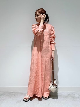 「Whim Gazette（ウィムガゼット）のアイテム（シャツワンピース）」を使った、WhimGazette_officialさん（レディース・156cm）の春コーディネート