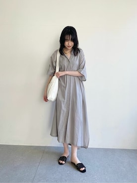「Whim Gazette（ウィムガゼット）のアイテム（シャツワンピース）」を使った、WhimGazette_officialさん（レディース・167cm）の春コーディネート