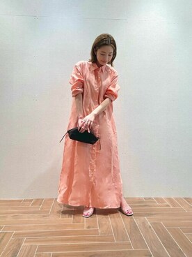 「Whim Gazette（ウィムガゼット）のアイテム（シャツワンピース）」を使った、WhimGazette_officialさん（レディース・153cm）の春コーディネート
