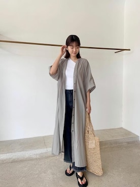 「Whim Gazette（ウィムガゼット）のアイテム（シャツワンピース）」を使った、WhimGazette_officialさん（レディース・165cm）の春コーディネート
