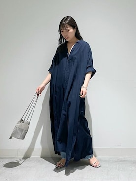 「Whim Gazette（ウィムガゼット）のアイテム（シャツワンピース）」を使った、WhimGazette_officialさん（レディース・156cm）の春コーディネート