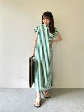 「Whim Gazette（ウィムガゼット）のアイテム（シャツワンピース）」を使った、WhimGazette_officialさん（レディース・158cm）の春コーディネート