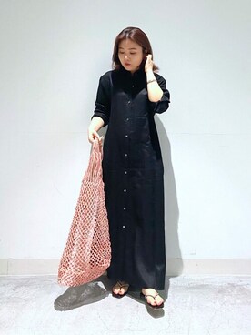 「Whim Gazette（ウィムガゼット）のアイテム（シャツワンピース）」を使った、WhimGazette_officialさん（レディース・153cm）の春コーディネート