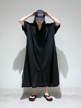 「Whim Gazette（ウィムガゼット）のアイテム（シャツワンピース）」を使った、WhimGazette_officialさん（レディース・156cm）の夏コーディネート