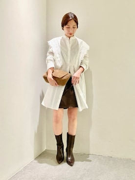 「Whim Gazette（ウィムガゼット）のアイテム（シャツワンピース）」を使った、WhimGazette_officialさん（レディース・156cm）の夏コーディネート