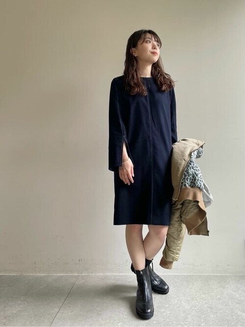 Whim Gazette ワンピース 【WEB限定】ステッチミニワンピース Whim Gazette ワンピース 【WEB限定】ステッチミニワンピース