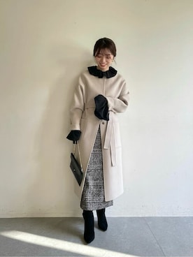 「Whim Gazette（ウィムガゼット）のアイテム（ノーカラーコート）」を使った、WhimGazette_officialさん（レディース・158cm）の秋コーディネート