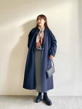 「ケーブルニット」｜「アイテム（チェスターコート）」を使った、WhimGazette_officialさん（レディース・157cm）の秋コーディネート