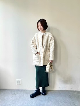 「Whim Gazette（ウィムガゼット）のアイテム（ノーカラーコート）」を使った、WhimGazette_officialさん（レディース・168cm）の秋コーディネート