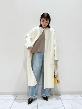 「Whim Gazette（ウィムガゼット）のアイテム（ノーカラーコート）」を使った、WhimGazette_officialさん（レディース・156cm）の秋コーディネート