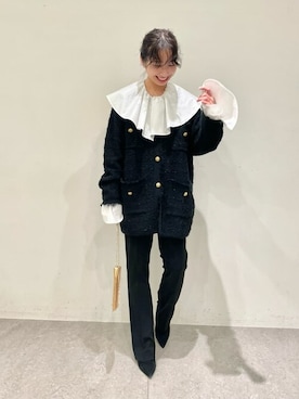 「オンオフ兼用」｜「アイテム（ノーカラージャケット）」を使った、WhimGazette_officialさん（レディース・156cm）の秋コーディネート