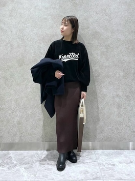 「Whim Gazette（ウィムガゼット）のアイテム（ノーカラーコート）」を使った、WhimGazette_officialさん（レディース・156cm）の冬コーディネート