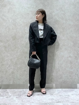 「ブラック×ホワイト」｜「アイテム（その他アウター）」を使った、WhimGazette_officialさん（レディース・156cm）の冬コーディネート