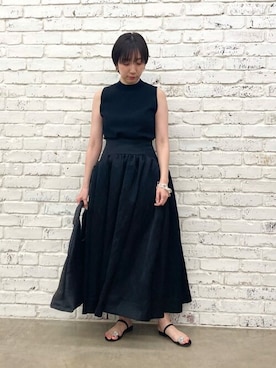 「ノースリーブニット」｜「アイテム（アクセサリー）」を使った、WhimGazette_officialさん（レディース・160cm）の春コーディネート