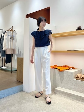 「Whim Gazette（ウィムガゼット）のアイテム（チノパンツ）」を使った、WhimGazette_officialさん（レディース・167cm）の夏コーディネート