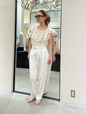「Whim Gazette（ウィムガゼット）のアイテム（チノパンツ）」を使った、WhimGazette_officialさん（レディース・162cm）の夏コーディネート