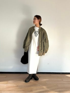 「Whim Gazette（ウィムガゼット）のアイテム（MA-1）」を使った、WhimGazette_officialさん（レディース・162cm）の夏コーディネート