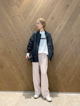 「メガネ女子」｜「アイテム（MA-1）」を使った、WhimGazette_officialさん（レディース・162cm）の秋コーディネート