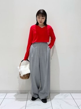 「Whim Gazette（ウィムガゼット）のアイテム（かごバッグ）」を使った、WhimGazette_officialさん（レディース・156cm）の秋コーディネート