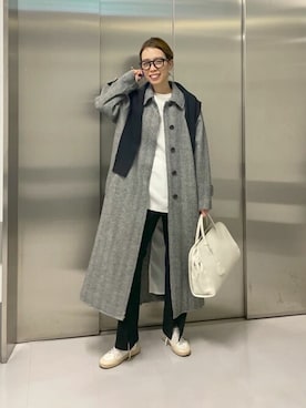 「Whim Gazette（ウィムガゼット）のアイテム（ステンカラーコート）」を使った、WhimGazette_officialさん（レディース・162cm）の秋コーディネート